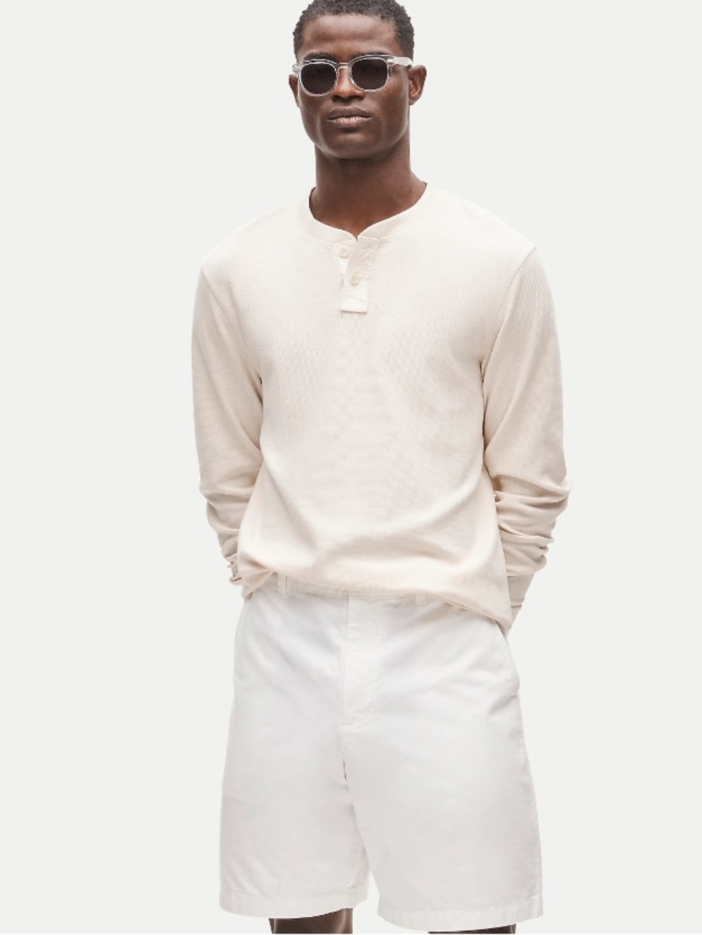 J crew natural Summerweight waffle-knit cotton henley